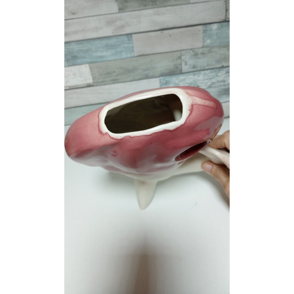 Vintage Dryden '92'  Pottery Whale Fish Vase Pink Drip Glaze Rare MCM Na… - Picture 5 of 9